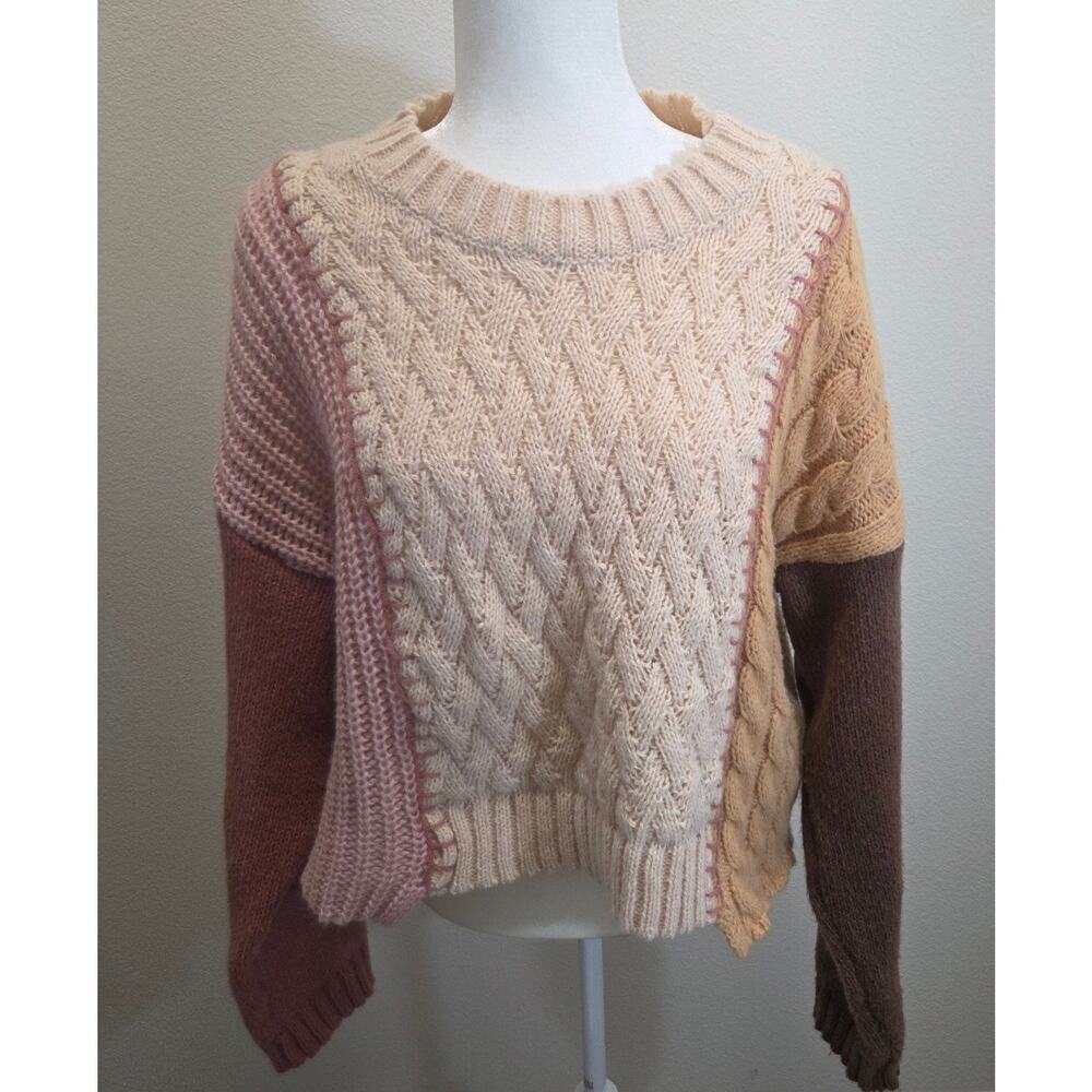 New In Color Block Cable Knit Sweater Woman's Size Medium